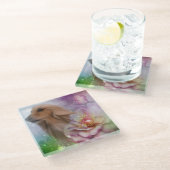 Dessous-de-verre En Verre Chien Et Fleurs Afghans (Incliné)