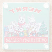 Dessous-de-verre En Verre Chien Joyeux Noël Blanc Berger Fête GSD Fun (Dos)