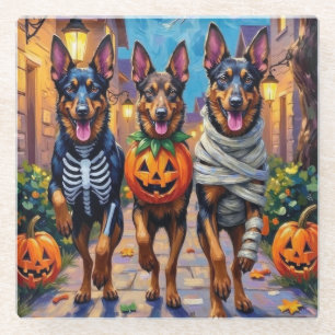 Dessous-de-verre En Verre Chiens bergers belges Trick-or-Treating Halloween