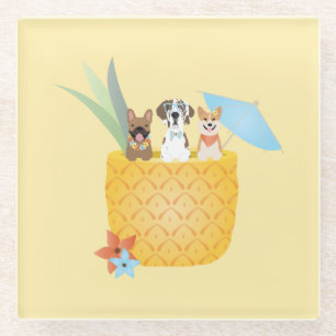 Dessous-de-verre En Verre Chiens d'ananas Pina Colada