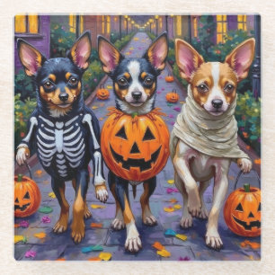 Dessous-de-verre En Verre Chiens Papillon Trick-or-Treating Costumes d'Hallo