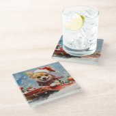 Dessous-de-verre En Verre Chihuahua Dog in Sledge Let it neiger Noël (Incliné)