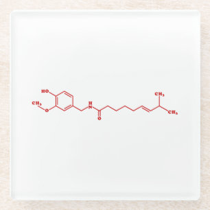 Dessous-de-verre En Verre Chili Capsaicin Formule chimique moléculaire