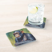 Dessous-de-verre En Verre Chimpanzé fou mignon (Incliné)