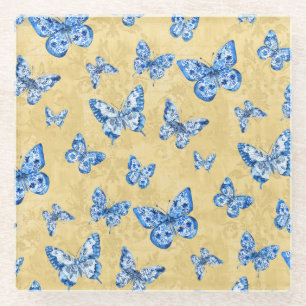 Dessous-de-verre En Verre Chinoiserie Bleu Bleu Bleu Bleu Bleu Bleu Bleu Ble