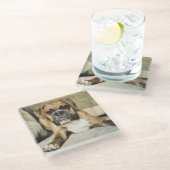 Dessous-de-verre En Verre Chiot de boxeur de faon (Incliné)