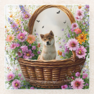 Dessous-de-verre En Verre Chiot de Shiba Inu