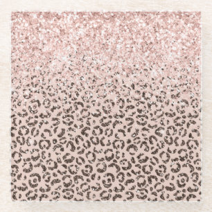 Dessous-de-verre En Verre Chocolat à chair blanche Parties scintillant léo