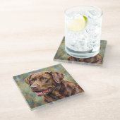 Dessous-de-verre En Verre Chocolate Lab Art Coasters (Incliné)