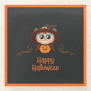 Dessous-de-verre En Verre Chouette/Automne/Automne/Halloween/citrouille