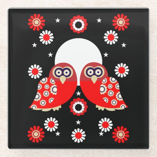 Dessous-de-verre En Verre Chouette d'art populaire (Devant)