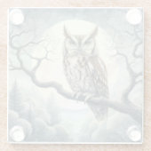 Dessous-de-verre En Verre Chouette de crayon d'aquarelle (Dos)