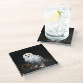 Dessous-de-verre En Verre Chouette hivernale majestueuse (Incliné)