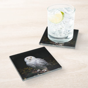 Dessous-de-verre En Verre Chouette hivernale majestueuse