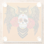 Dessous-de-verre En Verre Chouette Rose crâne sucre (Dos)