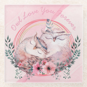 Dessous-de-verre En Verre Chouettes mignonnes