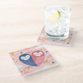 Dessous-de-verre En Verre Chouettes mignonnes (Incliné)