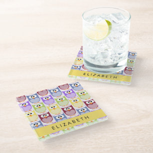 Dessous-de-verre En Verre Chouettes mignonnes, Chouette Motif, Chouettes col