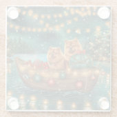 Dessous-de-verre En Verre Chow Chow Noël Festive Voyage (Dos)