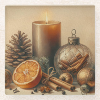 Dessous-de-verre En Verre Christmas Candle Art