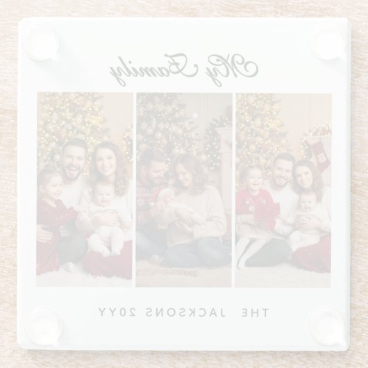 Dessous-de-verre En Verre Christmas Custom Three Photos (Dos)