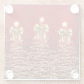 Dessous-de-verre En Verre Christmas Sparkling Trees Red Gold Faux Bow  (Dos)