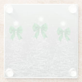 Dessous-de-verre En Verre Christmas Sparkling Trees Silver Faux Green Bow (Dos)
