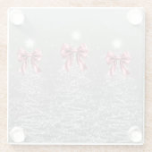 Dessous-de-verre En Verre Christmas Sparkling Trees Silver Faux Pink Bow (Dos)