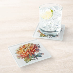 Dessous-de-verre En Verre Chrysanthème de la récolte d'or