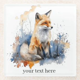 Dessous-de-verre En Verre Chuchotements du renard sauvage en aquarelle, pers