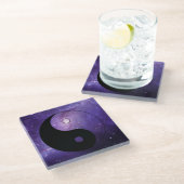 Dessous-de-verre En Verre Ciel nocturne de Yin yang (Incliné)