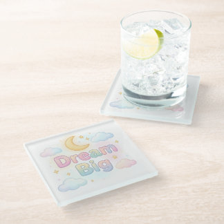 Dessous-de-verre En Verre Citation fantaisiste pastel doux sur fond blanc