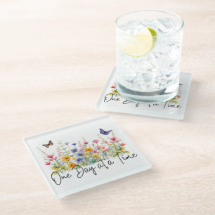 Dessous-de-verre En Verre Citation Inspirante de Fleur Sauvage Un Jour à la