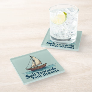 Dessous-de-verre En Verre Citation Inspirante de Voilier Vintage Nautical