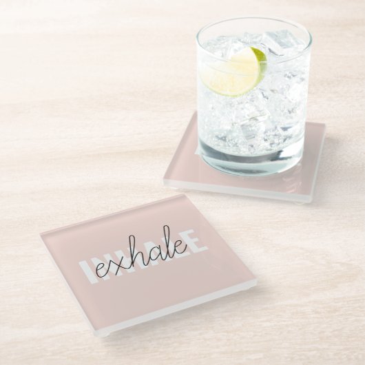 Dessous-de-verre En Verre Citation moderne Pastel Pink Inhale Exhale (Incliné)