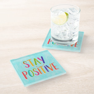 Dessous-de-verre En Verre Citation motivante peinte pour rester positive