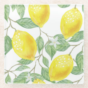 Dessous-de-verre En Verre Citrons et Dessous de verre Feuille