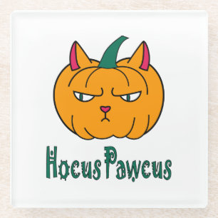 Dessous-de-verre En Verre Citrouille de chat roux Halloween hocus pawcus mag