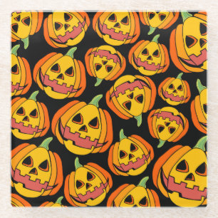 Dessous-de-verre En Verre Citrouille d'Halloween : Symbole Vintage d'automne
