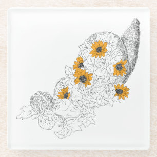 Dessous-de-verre En Verre Citrouilles de fleurs de soleil de Cornucopia
