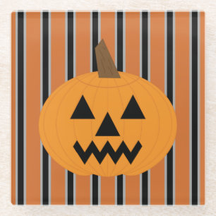 Dessous-de-verre En Verre Citrouilles d'Halloween amusants et fantaisistes
