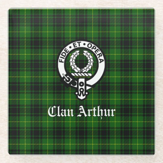 Dessous-de-verre En Verre Clan Arthur / MacArthur Crête & Tartan (Devant)
