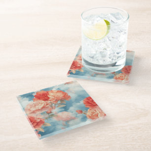 Dessous-de-verre En Verre Classiques - Roses roses et rouges angéliques dans
