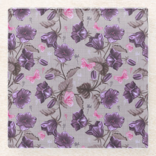 Dessous-de-verre En Verre cloches de main violettes et motif de papillons