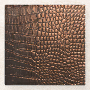 Dessous-de-verre En Verre Closeup : crocodile texture cuir.
