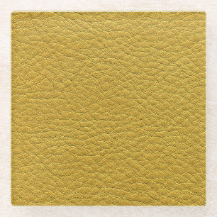 Dessous-de-verre En Verre Closeup en cuir jaune