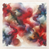 Dessous-de-verre En Verre Cloud d'aquarelle Abstraite de Garnet Red Smokey (Devant)