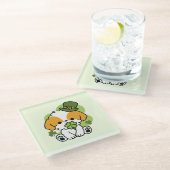 Dessous-de-verre En Verre Clover Pup Love - St. Patrick's Day Chien Design (Incliné)