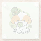 Dessous-de-verre En Verre Clover Pup Love - St. Patrick's Day Chien Design (Dos)