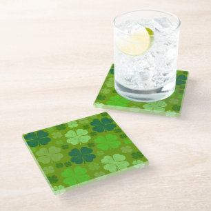 Dessous-de-verre En Verre Clovers verts, Lucky Clovers, Saint Patrick's Day